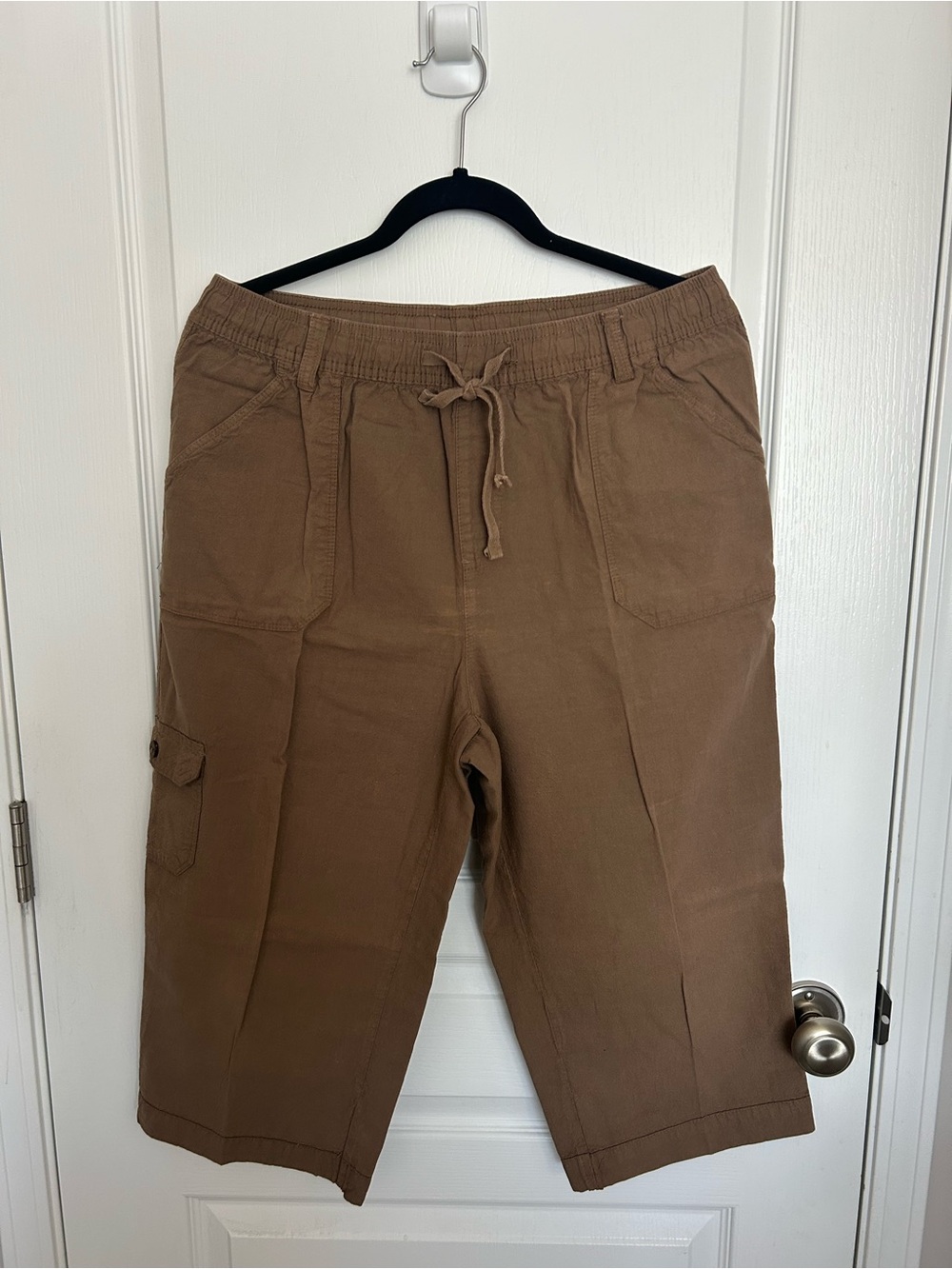 Erika Brown Capri Cargo Drawstring Pants